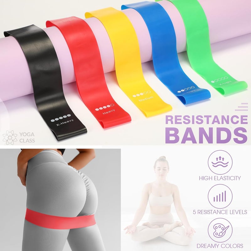 Arrowbash Set of 6 Style Pilates Home Equipment Set Pilates Essential Kit Workout Accessories 14 Magic Circle Mini Exercise Ball Yoga Strap Silicone Tension Strip Tension Band Sliding Plate - Image 3